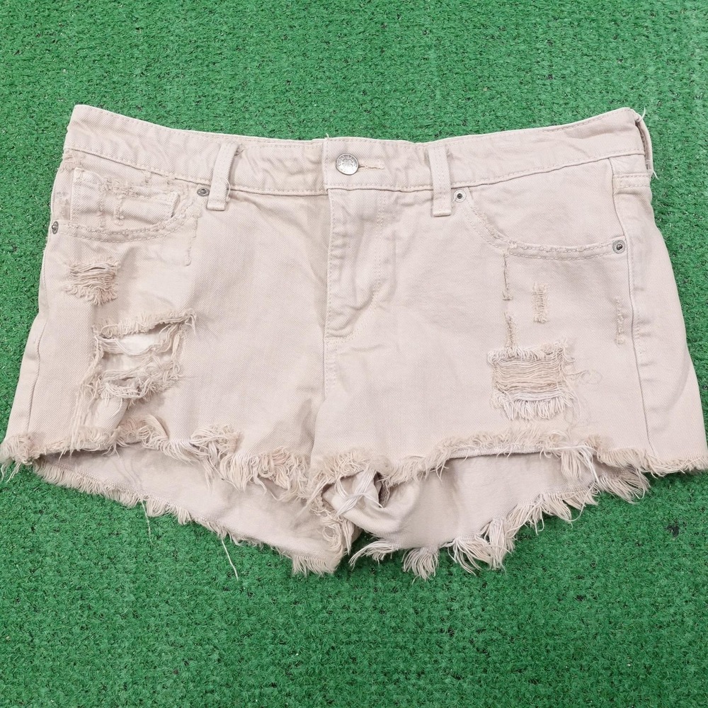 Lucky Brand Shorts Womens 8 Beige Distressed Cut Off Frayed Hem Denim Casual